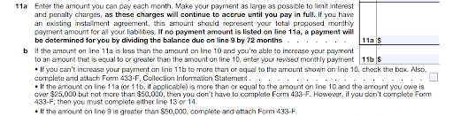 Proposed Monthly Payment (Lines 11a–11b)