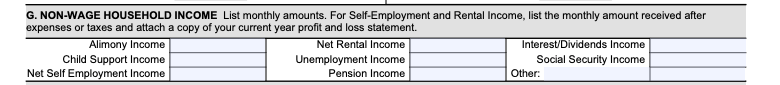Section G: Non-Wage Household Income